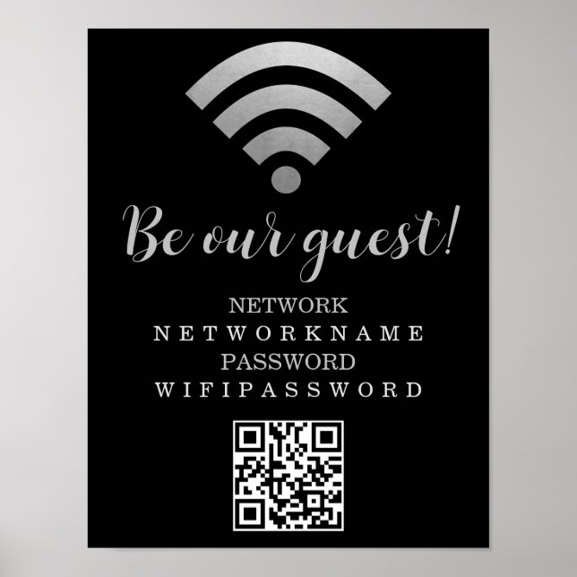 Póster Contraseña de Wifi y red personalizada (Frente)