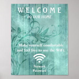 Póster Contraseña Wifi de Invitados con Flores de Harina 