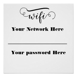 Póster contraseña wifi pedestal de caligrafía