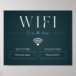 Póster Contraseña Wifi verde y Rótulo de red