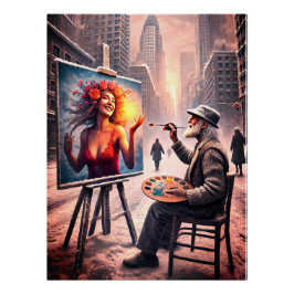 Póster Contraste de mundos - La visión del pintor