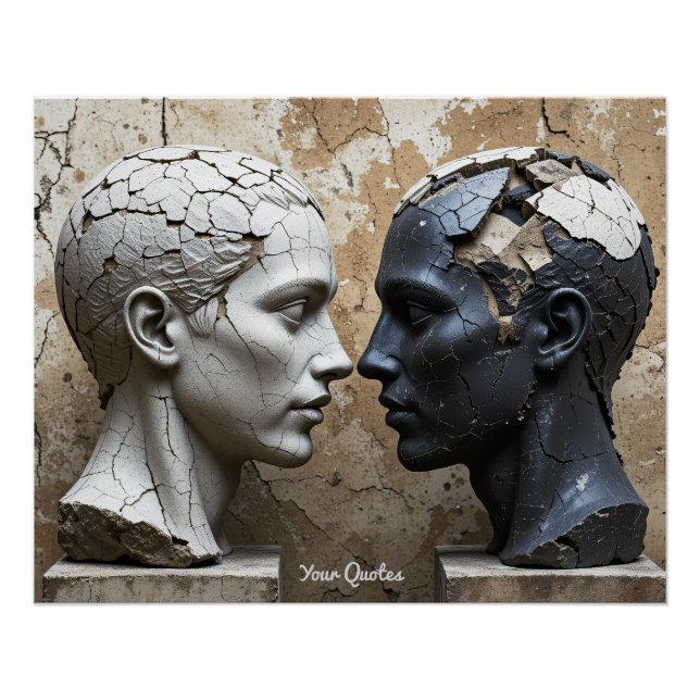 Póster Contrasting Plaster and Obsidian Busts (Anverso)