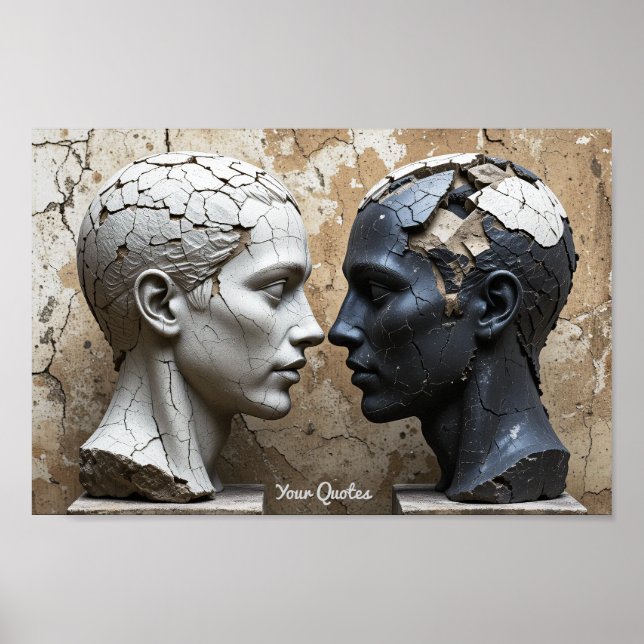 Póster Contrasting Plaster and Obsidian Busts (Frente)
