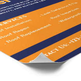 Póster Contratista de Techos Azul Oro Blanco Personalizad