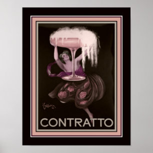 Póster Contratos Art Déco de los años 1930 para Champagne