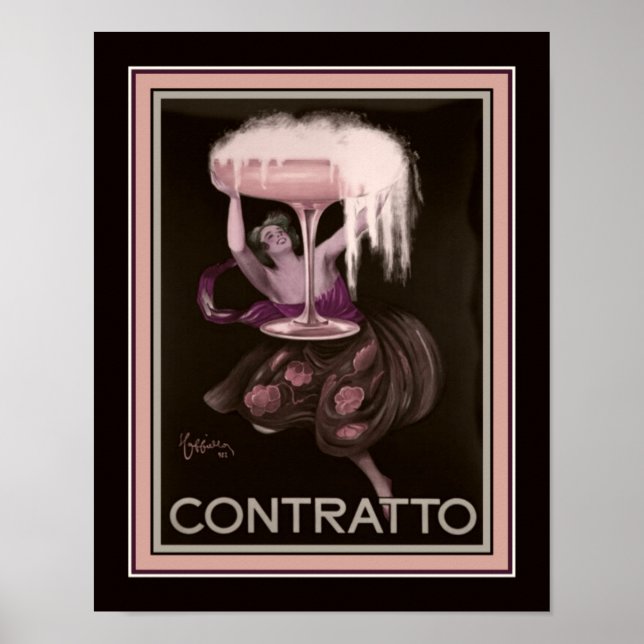 Póster Contratos Art Déco de los años 1930 para Champagne (Frente)