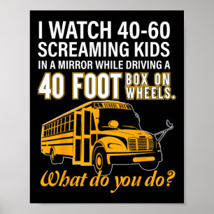 Póster Control De Autobús Vigilar Niños Gritando Caja De 