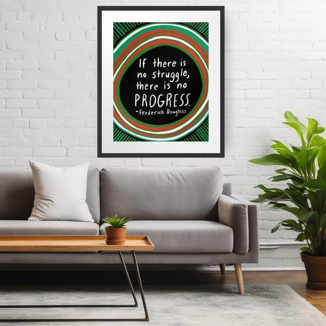 Póster Control de comillas dobles de progreso de lucha (Struggle Progress Douglass Quote Handlettering Poster Wall Art Custom )