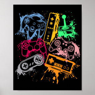 Póster Control de consola de videojuegos Arco retro 80 de