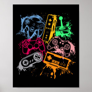 Póster Control de consola de videojuegos Arco retro 80 de