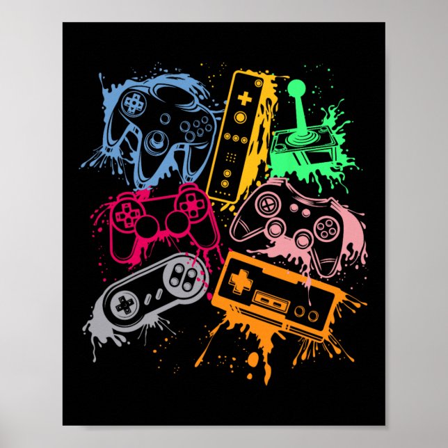 Póster Control de consola de videojuegos Arco retro 80 de (Frente)