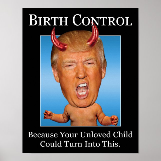 Póster Control de natalidad - Diablo gracioso Trump Anti  (Frente)