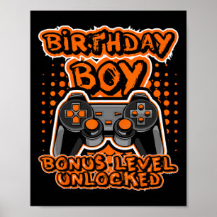 Póster Control de videojuego naranja para juegos retro de