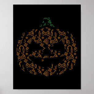 Póster Control de videojuegos Calabaza Halloween Disstume