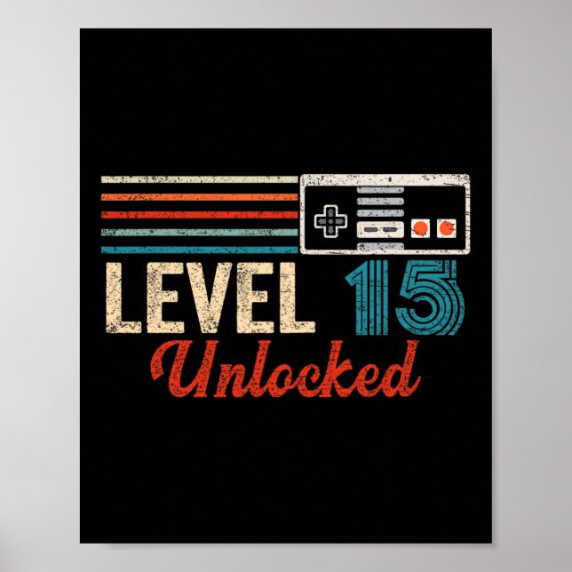 Póster Control de videojuegos de Birthday Boy de nivel 15 (Frente)
