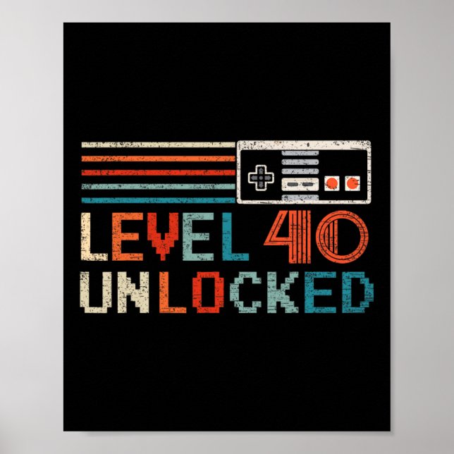 Póster Control de videojuegos de nivel 40 Birthday Boy si (Frente)