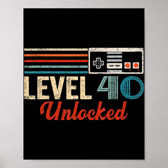 Póster Control de videojuegos de nivel 40 Birthday Boy si (Frente)