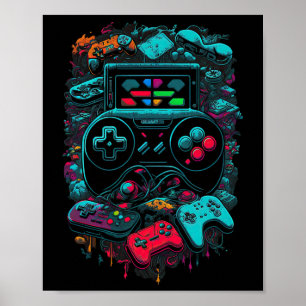 Póster Control del controlador de videojuegos de jugador