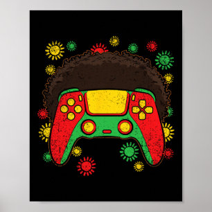 Póster Controlador Afro Black History Mono Gaming Gamer 1
