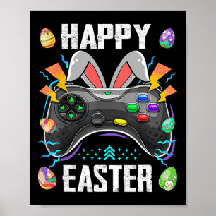 Póster Controlador Con Bunny Ears Funny Easter Video Game