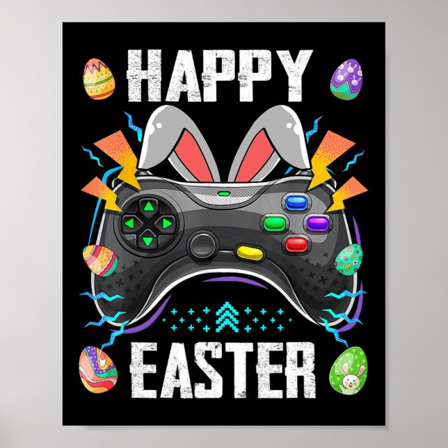 Póster Controlador Con Bunny Ears Funny Easter Video Game (Frente)