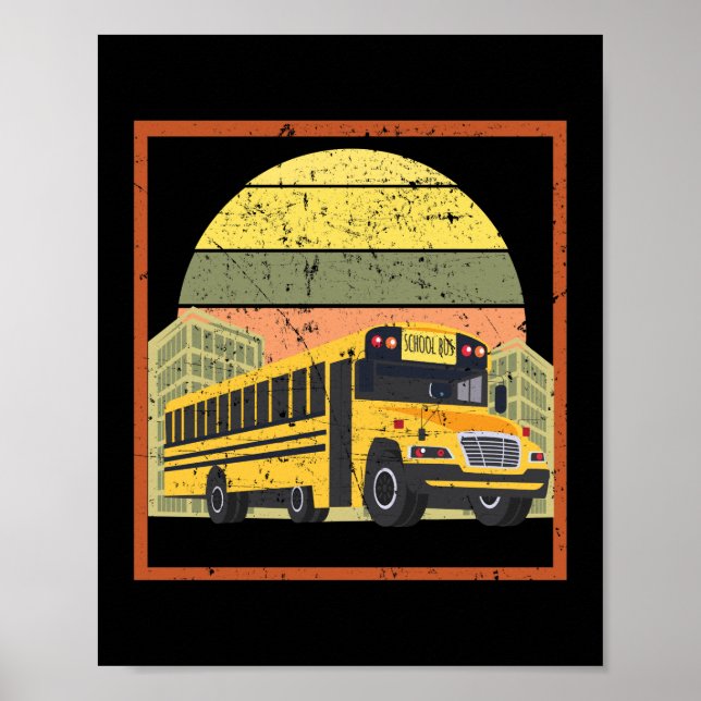 Póster Controlador de bus escolar Retro Vintage Sunset (Frente)