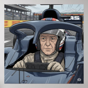 Póster Controlador de coche de carrera centrado