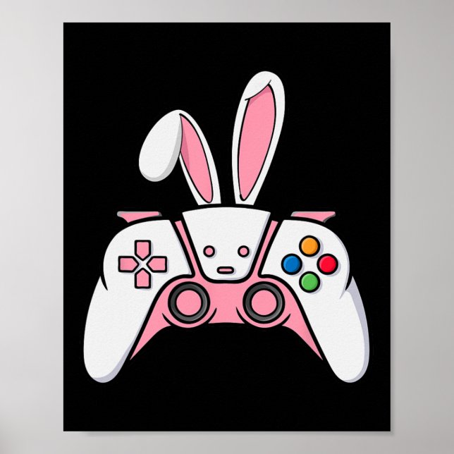 Póster Controlador De Juego Con Bunny Ears Gracioso Gamin (Frente)