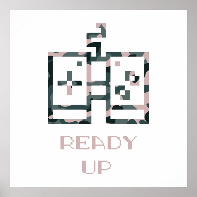 Póster Controlador de juego de camuflaje rosa listo para  (Frente)