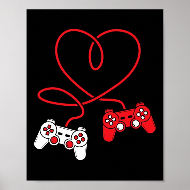 Póster Controlador de juegos Corazón Funny Día de San Val (Frente)