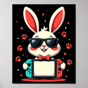 Póster Controlador de juegos de conejos Videojuegos de Pa