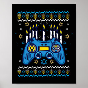 Póster Controlador de juegos Hanukkah Menorah Candles Jew