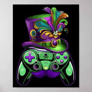 Póster Controlador de juegos Mardi Gras Gamers Niños Chic