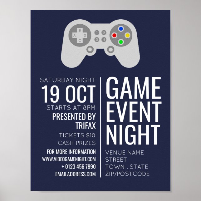 Póster Controlador de juegos, publicidad de eventos de vi (Frente)
