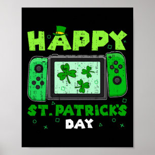 Póster Controlador de juegos Shamrock St Patricks Day Gam