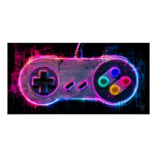 Póster Controlador de juegos vintage
