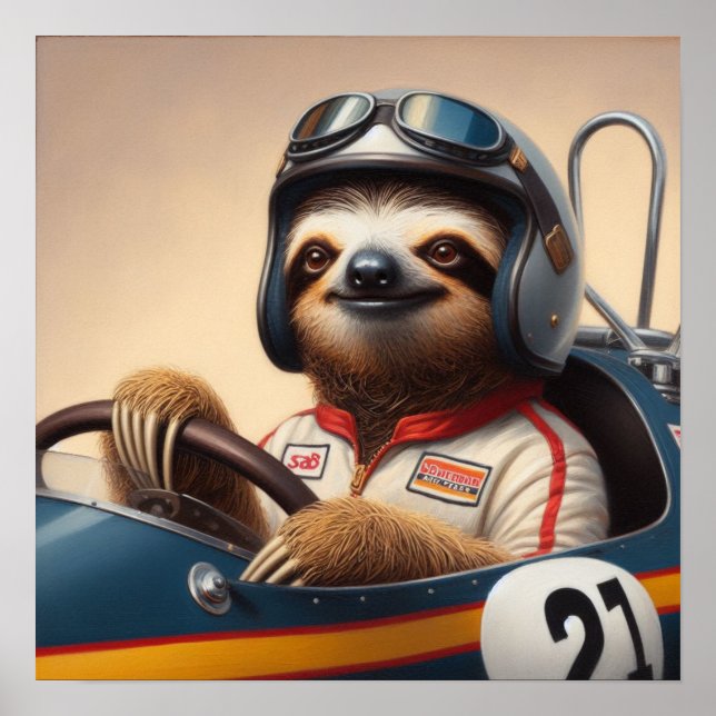 Póster Controlador de racecar Sloth (Frente)