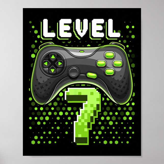 Póster Controlador de videojuego de nivel 7 Cumpleaños 7  (Frente)