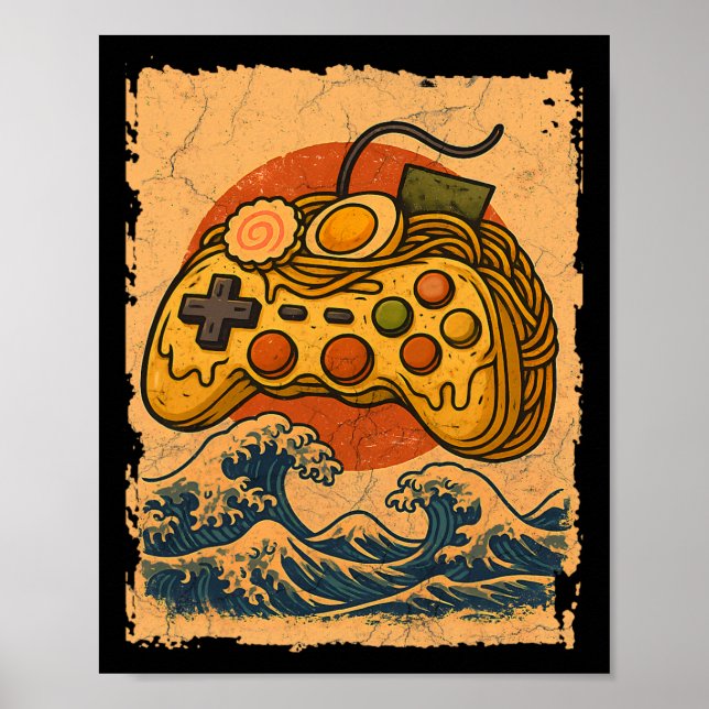 Póster Controlador de videojuego de Ramen (Frente)