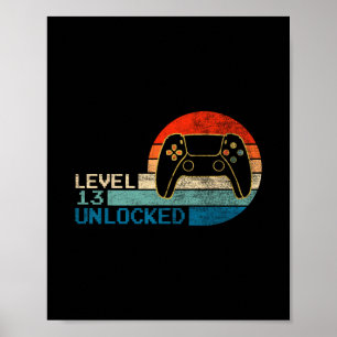 Póster Controlador de videojuego desbloqueó el nivel 13 C