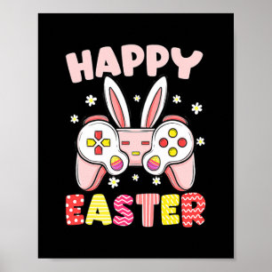 Póster Controlador de videojuegos Bunny Gamer Happy Easte