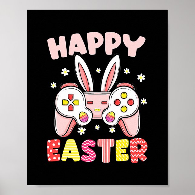 Póster Controlador de videojuegos Bunny Gamer Happy Easte (Frente)