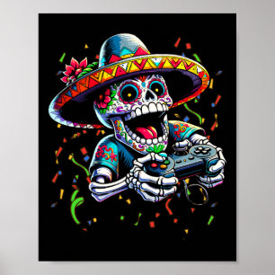 Póster Controlador de videojuegos Cinco De Mayo Skull de 