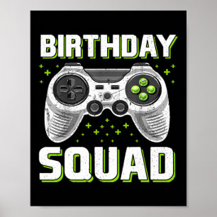 Póster Controlador De Videojuegos De Cumpleaños Squad Par