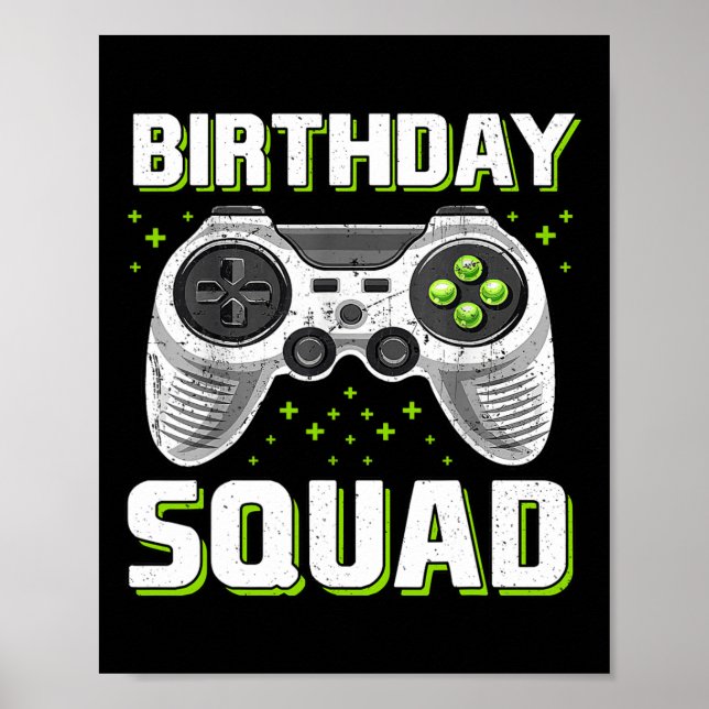 Póster Controlador De Videojuegos De Cumpleaños Squad Par (Frente)