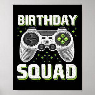 Póster Controlador De Videojuegos De Cumpleaños Squad Par