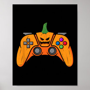 Póster Controlador de videojuegos de Halloween con cara d
