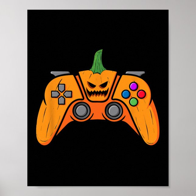 Póster Controlador de videojuegos de Halloween con cara d (Frente)