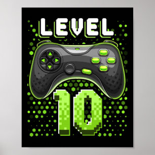 Póster Controlador de videojuegos de nivel 10 Jugador de 