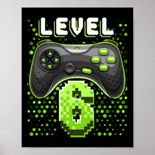Póster Controlador de videojuegos de nivel 6 Jugador de c